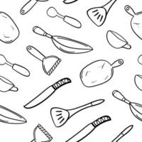 Hand drawn cooking set seamless pattern vector