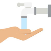 Mit der Hand sauberes Wasser aus dem Wasserhahn sparen png