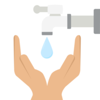 besparing schoon water van kraan gebruik makend van hand- png