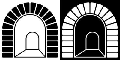 arched tunnel entrance icon. Path into unknown, overcoming fears and obstacles. Vector