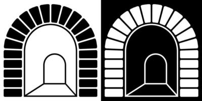 arched tunnel entrance icon. Path into unknown, overcoming fears and obstacles. Vector