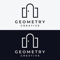 Simple open door abstract logo vector design, interior with geometric shapes or monogram.For building construction, business.property and company.