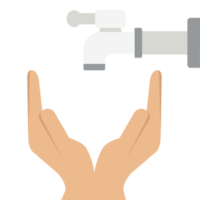 saving clean water from faucet using hand png