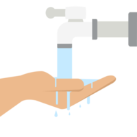 economizando água limpa da torneira usando a mão png