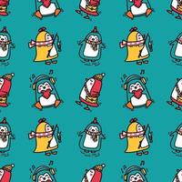 Cute little penguins in colorful print for kids textile vector