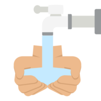 saving clean water from faucet using hand png
