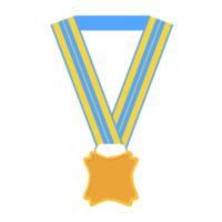 medalha em branco fita longa de ouro forma básica png