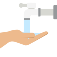 saving clean water from faucet using hand png