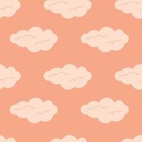 Seamless pattern with clouds in pastel pink colours. Cute repeating design for textile and fabrics. Vector illustration.