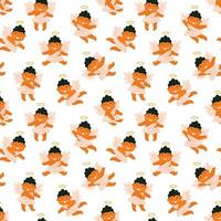 Seamless pattern with cute baby angels. Funny vector background for kids products design.