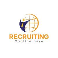 Recruiting logo design human icon with globe vector