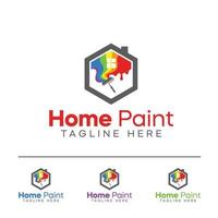 diseño de logotipo de pintura casera, casa hexagonal vector