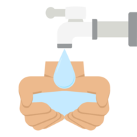 saving clean water from faucet using hand png