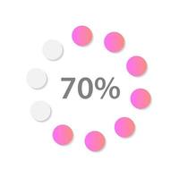 Circular dot gradient infographic chart design template. Seventy percentage. Process track. Radial infochart with progress amount. Visual data presentation vector