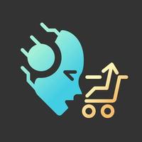 AI sells gradient glyph icon with lineart for dark theme. Customer tracking system. Virtual shopping cart. Retail business. Isolated color vector illustration for night mode. Solid linear pictogram