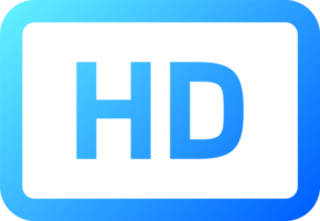 Gradient video quality or resolution icons in HD. Video screen technology. png