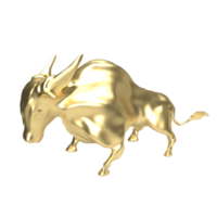 golden bull png image for business concept 3d rendering