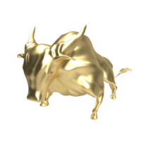 golden bull png image for business concept 3d rendering