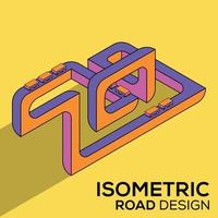 Isometric Road 3d flat design. Creative vector Graphic monograms.