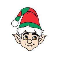 cara de elfo de navidad de dibujos animados vector