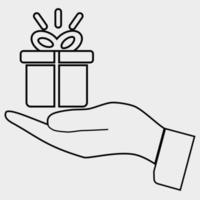 caja de regalo en la mano. pictograma de correo electrónico en cuadro de mano vector