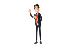 3D illustration. Diligent office worker 3D Cartoon Character. Office worker holding cellphone while explaining something. 3D Cartoon Character png