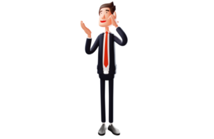 ilustração 3D. personagem de desenho animado 3d de trabalhador de escritório exclusivo. cartoon de trabalhador em pé e posando estranhamente. personagem de desenho animado 3d png