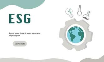 concepto esg. Banner informativo llama a conmemorar la contribución de esta empresa a los temas ambientales y sociales. ilustración vectorial vector