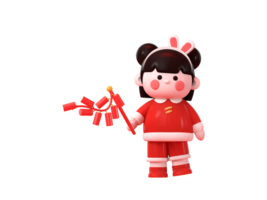 Representación 3d de personajes de dibujos animados de año nuevo chino png