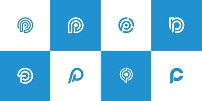 elementos de plantilla de diseño de icono de logotipo de letra p vector