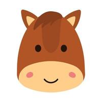 Cute Horse Face Wild Animal Character in Animated Cartoon Vector Illustration