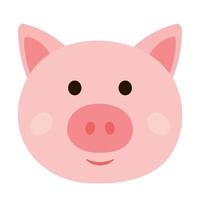 Cute Pig Head Farm Animal Character in Animated Cartoon Vector Illustration