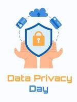 Vector data privacy day vertical poster template.