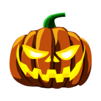 zucca di halloween. zucca arancione cartone animato con un sorriso, una faccia buffa. il simbolo principale di halloween, vacanze autunnali. png