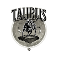 Taurus. Tauro. Astrology. zodiac. Horoscope symbol in circle. Illustration with relief engraving technique. png