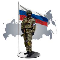 soldat russe avec le drapeau russe derrière png