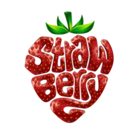 fruta, ilustração de morango, arte de texto png