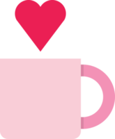 Valentinstag rosa Kaffeetasse flach Symbol isolieren png