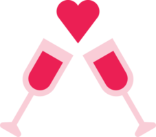 Isolieren Sie das flache Symbol für den Valentinstag mit rosa Champagner png