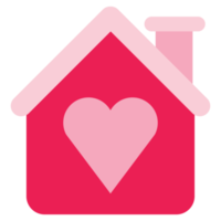 isolate valentine's day pink heart house flat icon png