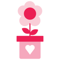 isolate valentine's day pink flower flat icon png