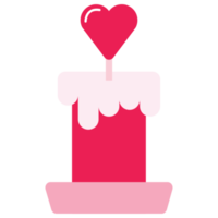 aislar el icono plano de la vela rosa del día de san valentín png