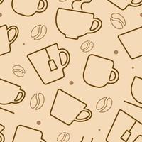 Seamless pattern with simple Icons of Coffee and Tea. Vector Illustration.