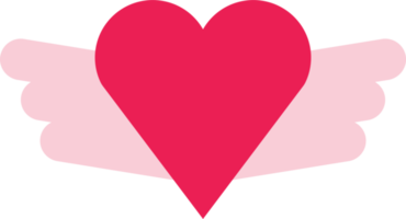 icône plate coeur et ailes roses de la saint valentin png