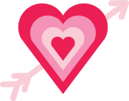 día de san valentín rosa corazón y flecha icono plano png