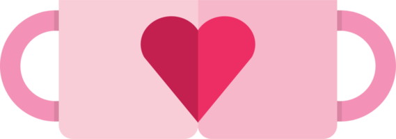 isolate valentine's day pink two coffee cup flat icon valentine's element png