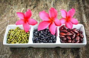 whole grains seeds various lentils with mung bean , black bean and red kidney bean cereal mix in white cup photo
