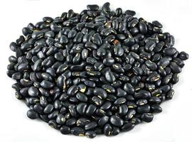 Pile of Black bean grain seeds isolated on white background photo