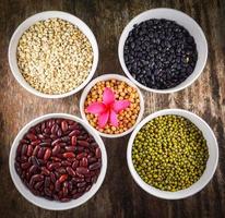 whole grains seeds various lentils with mung bean , black bean , red kidney bean , soybean and Job's tears photo