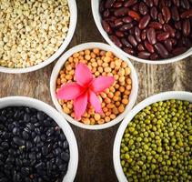 whole grains seeds various lentils with mung bean , black bean , red kidney bean , soybean and Job's tears photo